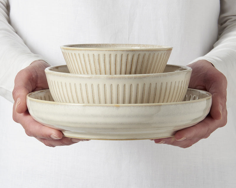 Dinner Plate 23cm Ridged Alabaster Glaze