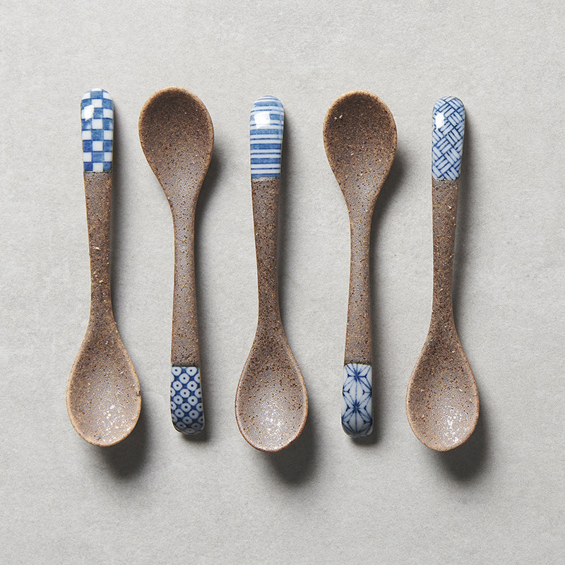 Spoon Small Bisque Indigo Asanoha