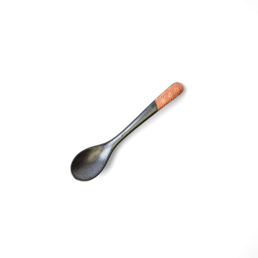 Small Black Spoon 12.5cm Peach Asanoha