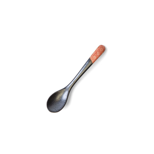 Small Black Spoon 12.5cm Red Asanoha