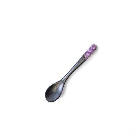 Small Black Spoon 12.5cm Purple Asanoha